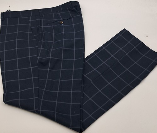 Grey blue check trousers - or,