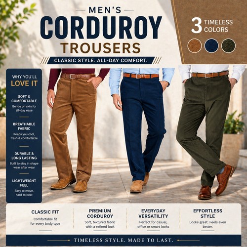 Mens corduroy trousers slim - mens,