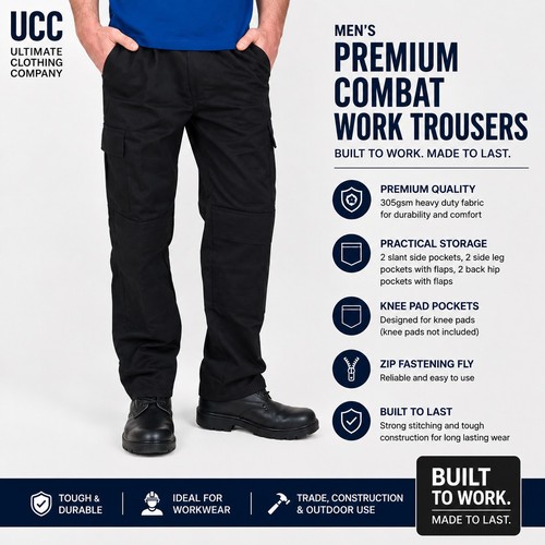 Mens cargo workwear trousers - mens,