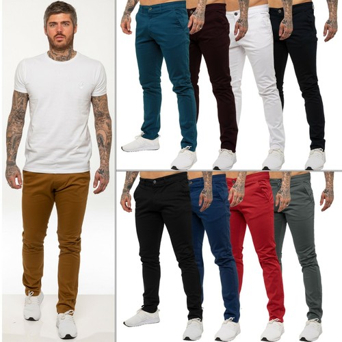 Enzo mens chino trousers slim - chino,